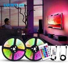 LUCKY светодиодный 5 в светодиодный USB ТВ ПОДСВЕТКА светодиодный светильник водонепроницаемая лента 5050 SMD Гибкая RGB лента с пультом дистанционного управления 24 ключа 3 ключа Wifi
