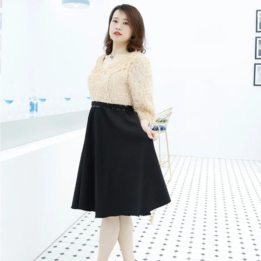 Короткое платье для выпускного вечера размера плюс Vestidos De Gala DX031 с v-образным вырезом и блестками, женские вечерние платья с рукавом три четверти, платье для выпускного вечера