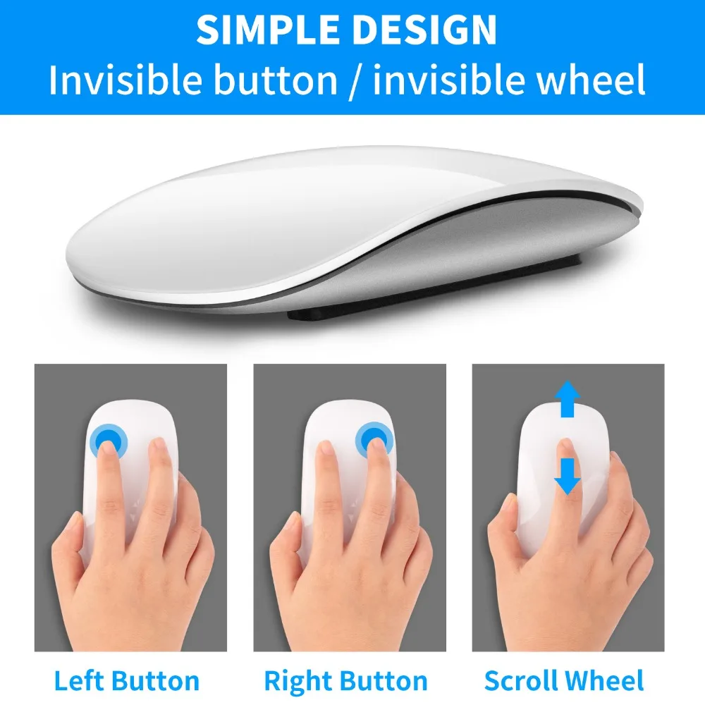 2.4G Bluetooth Wireless Mouse For Laptop Ipad Apple Style Touch Wireless Charging Bluetooth Mouse For Laptop Office wired gaming mouse