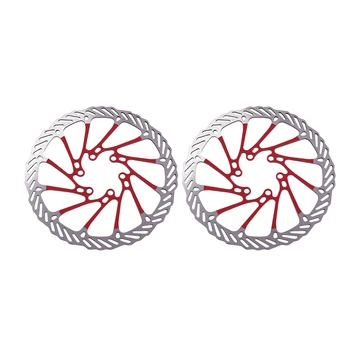 

TOP!-2 x MTB Bike Stainless Steel Disc Brake Rotor 160mm with 12 Bolts Set Red