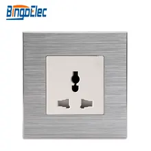 Bingoelec универсальная настенная розетка стандарт ЕС алюминиевая панель 13A многофункциональная розетка AC 220-240 В