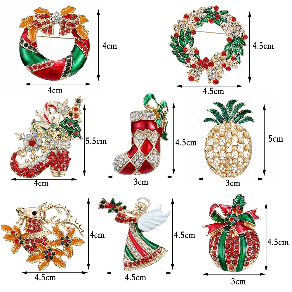 New Year Merry Christmas Brooches Pins Cute Santa Claus Hat gloves Bells Socks Donuts Candy Enamel Pin Badges Brooch