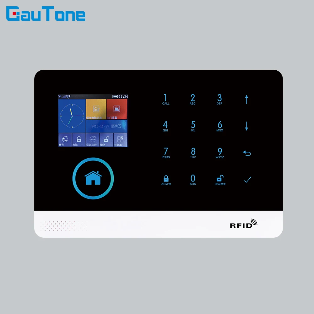 GT APP Remote Control Alarm Panel Switchable 9 Languages Wireless Home Security WIFI GSM GPRS Alarm System  RFID Card Arm Disarm sound alarm device Alarms & Sensors