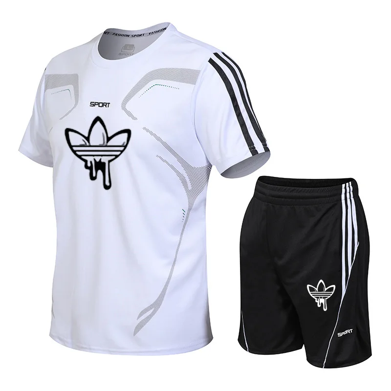 

2019 Brand t shirt Men Sets Fashion Summer short sleeve Sporting Suit T-shirt +shorts Mens 2 Pieces Sets Joggers clothing M-5XL