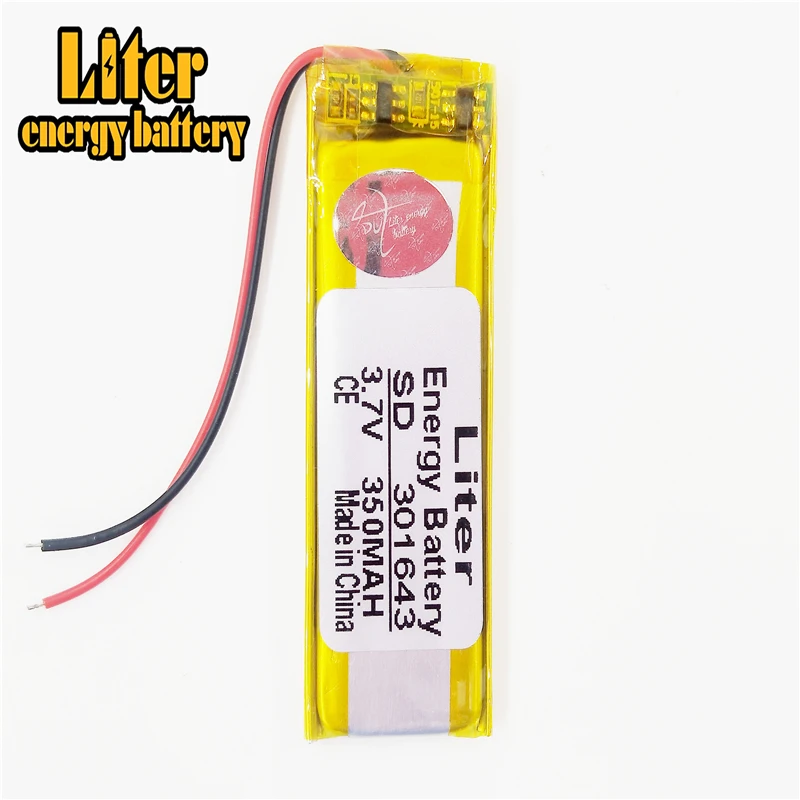 3.7V 350mAh 301643 Lithium Polymer Li-Po Rechargeable Battery power for Mp3 MP4 MP5 GPS PSP mobile bluetooth lithium ion battery