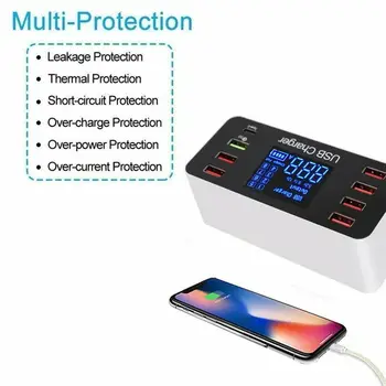 

8 Port Multi Fast USB Charger Quick Charge 3.0 Multiple USB Phone Charging Station Universal USB HUB Charger QC 3.0 LED Display