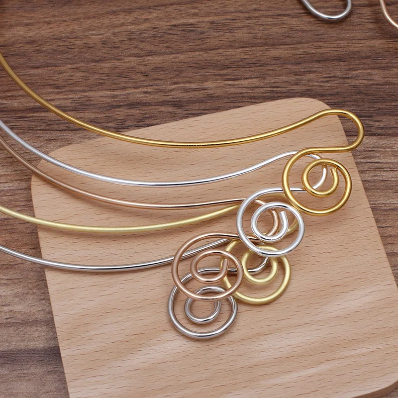 2pcs DIY Metal Collar Neckalce Circle Hang Hook Bride Base Setting Jewelry Making Components Wedding Necklace Jewelry DIY