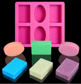 

3d Soap Molds Silicone Rectangular Oval 6 Forms for Soap Making Silicone Mold Soap Mould Flowers Bathroom Kitchen Diy Handmade