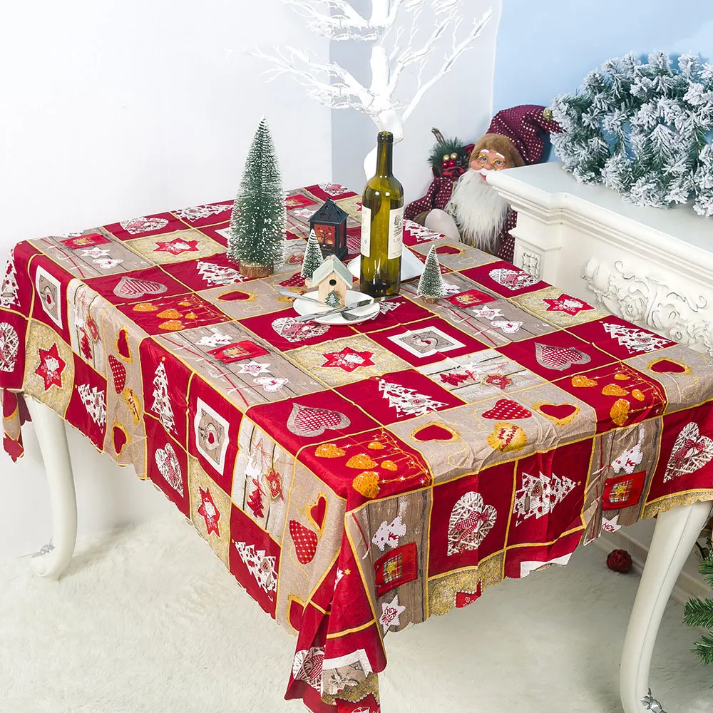 

Christmas Decorations for Home Cartoon Printed Polyester Tablecloth 150x180cm Modern Table Runners Rectangular Table Cover