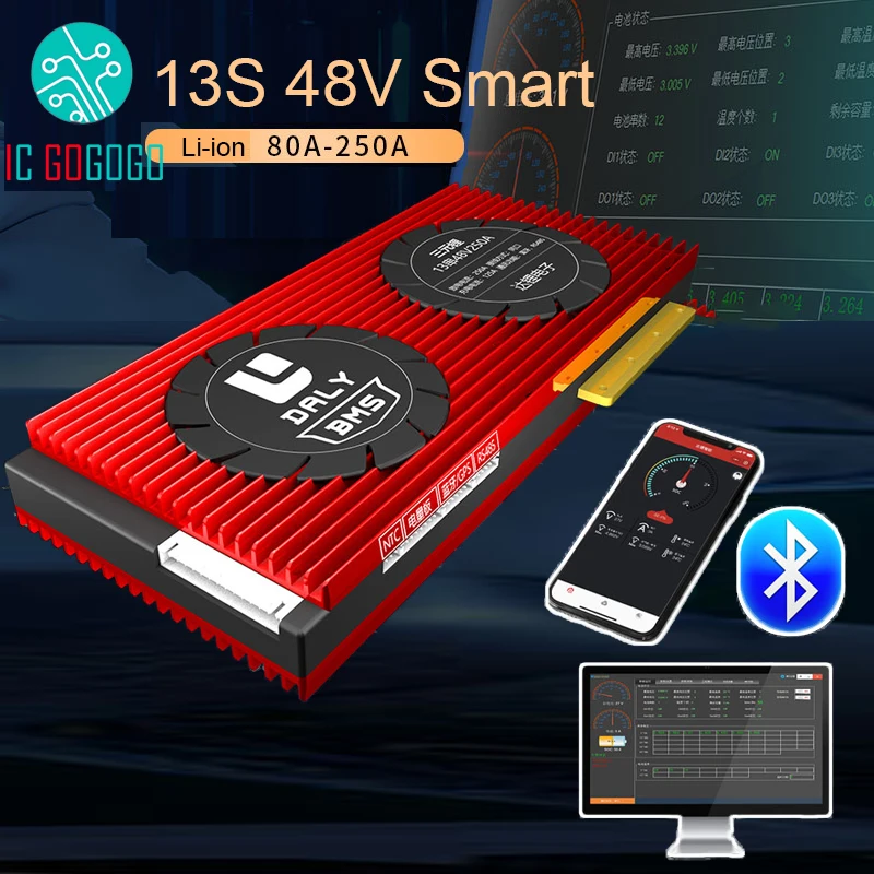 Плата защиты литий ионной батареи DALY Smart 13S защитная плата 48 В 80 А 100 150 200 250 Lipo BMS