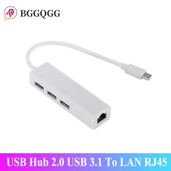

BGGQGG USB Hub 2.0 USB 3.1 To LAN RJ45 Ethernet Network Cable Adapter 3 USB 2.0 Port Hub Typec USB 3.1 Hub Ethernet USB C HUB
