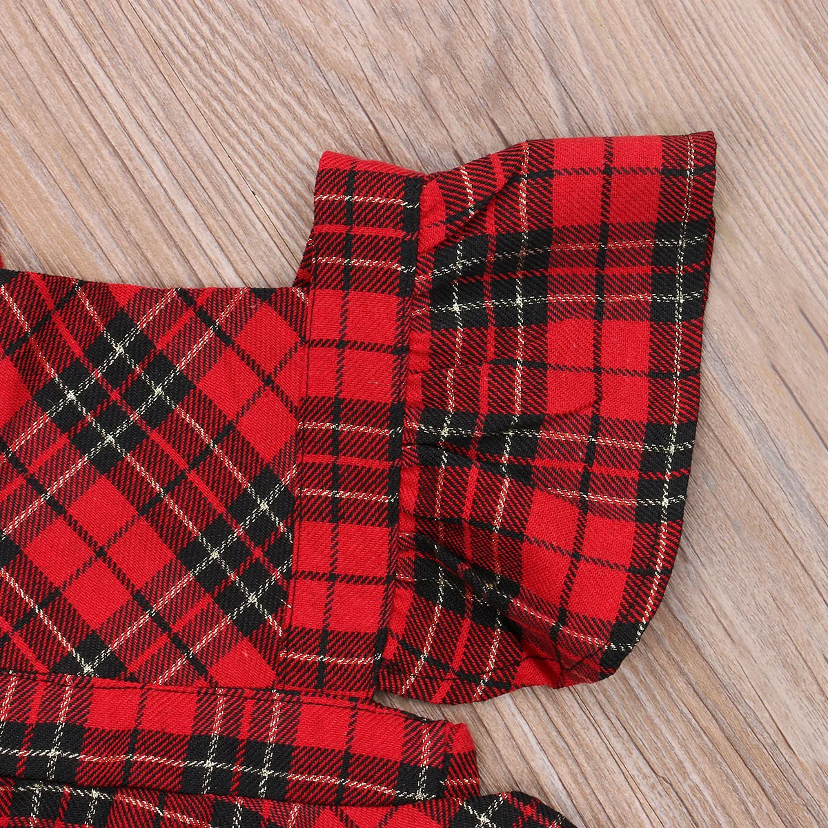 FOCUSNORM Xmas 0-24M Baby Girls Boys Rompers+Headband Plaid Print Ruffles Short Sleeve Backless Jumpsuits
