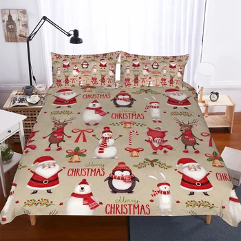 

BEST.WENSD Merry Christmas duvet cover king size 2-3pcs/sets 3D Santa Claus duvet cover Pillow cover Super kin Queen Twin Beds
