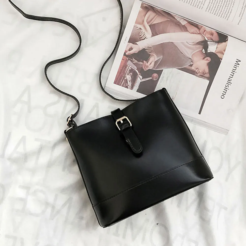 Fashion Women Bucket Bag Vintage Messenger Bag High Quality Retro Shoulder Bag Simple Crossbody Bag Tote Ladies PU Handbag