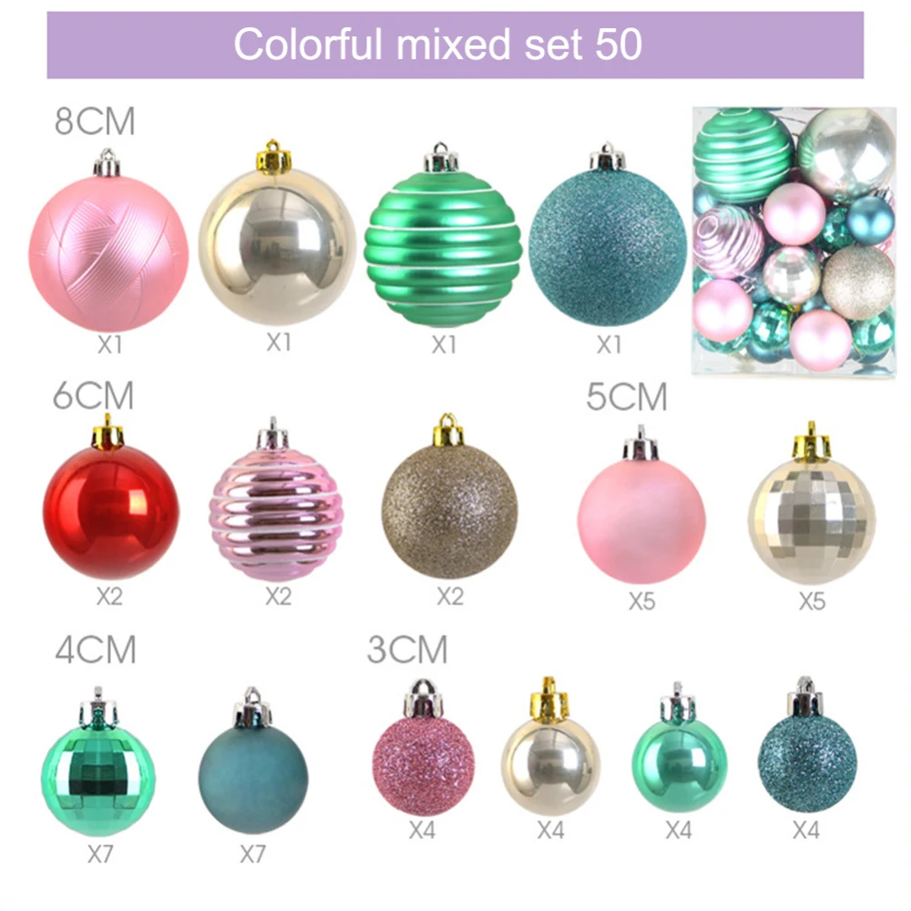 50 Pcs Merry Christmas Tree Decor Ball Ornaments Xmas Tree PVC Ball Hanging Christmas Decorations for Home Navidad - Цвет: A5