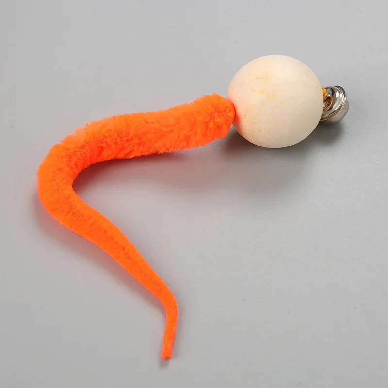 New Cat Toy Wooden Beads Snake Tail Colorful Caterpillar Wooden Beads (random color)