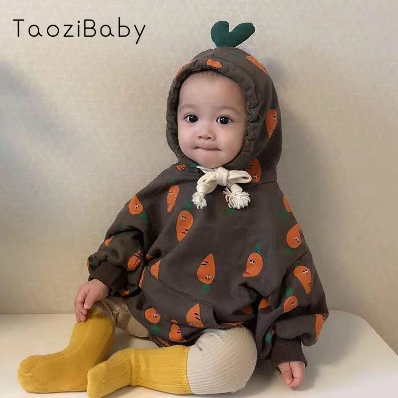 

Bodysuit 2019 New Autumn And Winter Plus Velvet Infant Child Bodysuit Clothes Baby Long Sleeve Carrot Cute Kids Hoodies Clothes