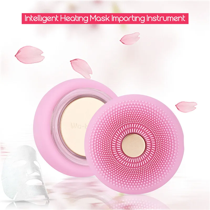 

2 in 1 Sonic Facial Cleansing Brush LED Light Thermal Smart Mask Hot Compress Silicone Waterproof Face Brush Massager Cleaner 45