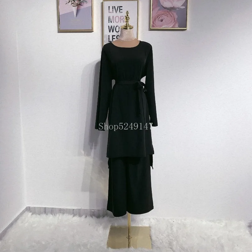 Комплект abaya Турция Дубай мусульманский хиджаб платье Топы Брюки Абая для женщин Jilbab кафтан Marocain кафтан турецкая исламская одежда