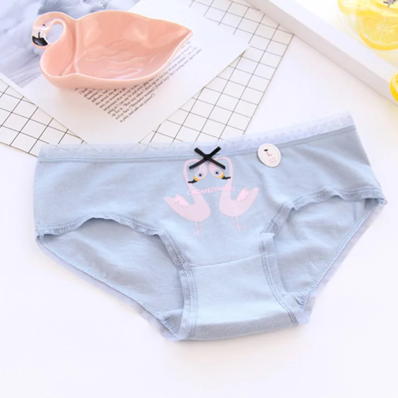 

Women Flamingo Printed Girls Cute Breathable Soft L XL 1PC 2020 New Cotton Comfortable Underwear Promotional Hot Sale Briefs