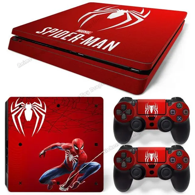 Disney PVC Skin Sticker PS4 Slim Game Console Full Body Marvel Spiderman Cartoon Gamepad Cover for Controller Decal Accessories TN-PS4Slim-2006