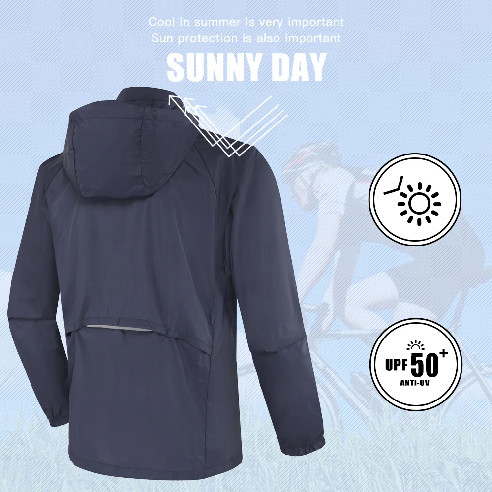 Men Windproof Waterproof Ultralight Cycling Jacket MTB Bicycle Long Sleeve Windbreaker Detachable Hat Bike Coat Jersey