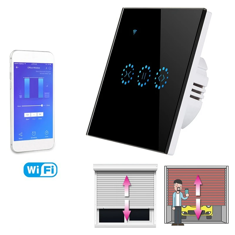 Smart Wifi Press Curtain Switch Mobile App Control Support Alexa Google Home For Electric Motorized Curtain Blind Roller Shutter
