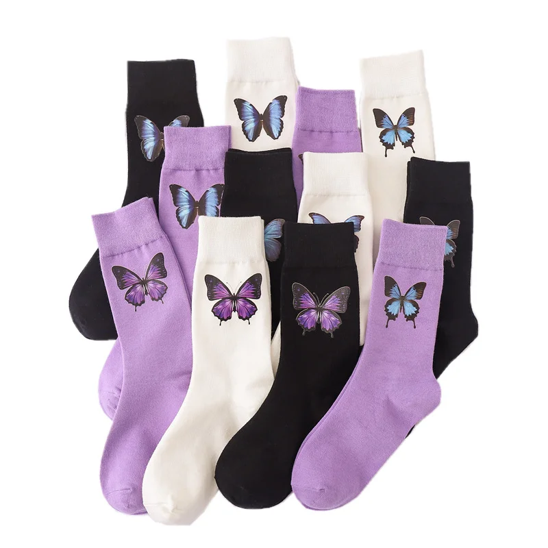 Hot Sale 2021 new fashion Korean style ladies socks simulation printing butterfly socks cute embroidered dinosaur socks