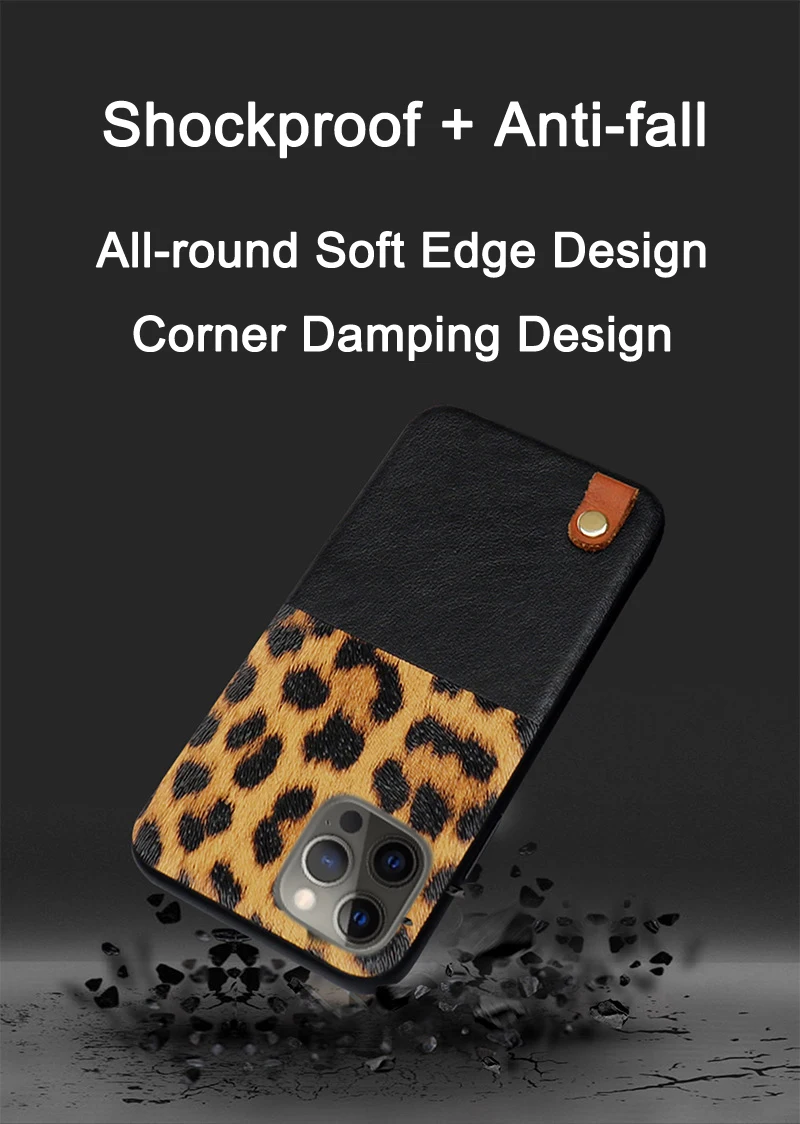 Leopard Pattern Stitching Leather Shockproof Soft Case for iPhone 12 Mini