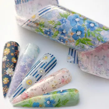 

5Pcs/Set Floral Nail Foils Nail Art Transfer Stickers 3D Flowers Leaf Designs Decorations Adhesive Wraps Tattoo Manicure