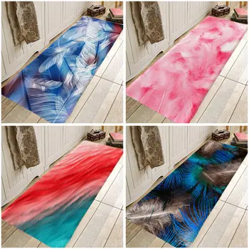 

Creative 3D Printing Fether Pattern Hallway Carpets and Rugs for Bedroom Living Room Kitchen Bathroom Anti-Slip Floor Mats