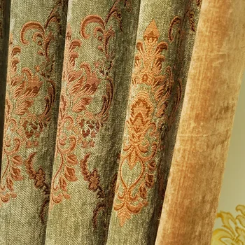 

Chenille Curtain Jacquard European Style Embroidery Shade Cloth Balcony Living Room Bedroom Curtain