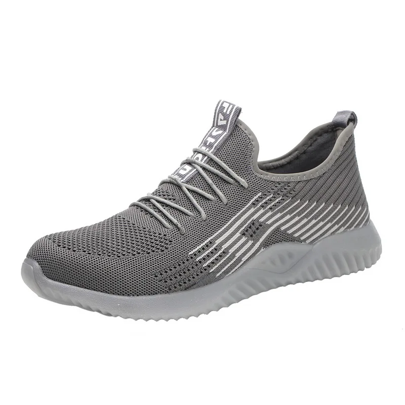 HEFLASHOR Мужская Вулканизированная обувь кроссовки износостойкие Нескользящие мужские сетчатые теннисные туфли размера плюс - Цвет: gray