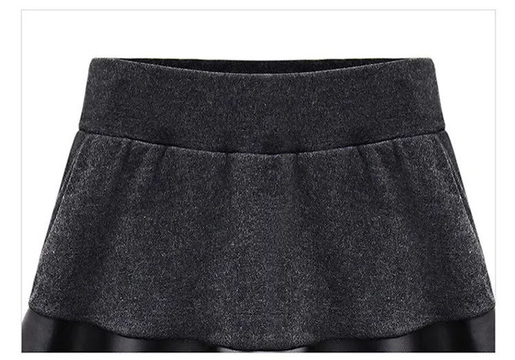Зима 6XL поддельные двойка PU юбка карандаш брюки для девочек для женщин вязание бархат эластичный пояс утепленная одежда мотобрюки
