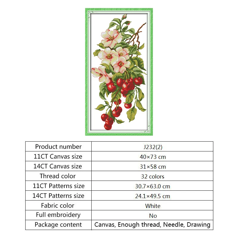 Countless Rich Fruits Cross Stitch Patterns 14ct 11ct Counted Printed on Canvas DIY DMC Embroidery Kit Needlework Set Home Decor - Color: Cross stitch J232(2)