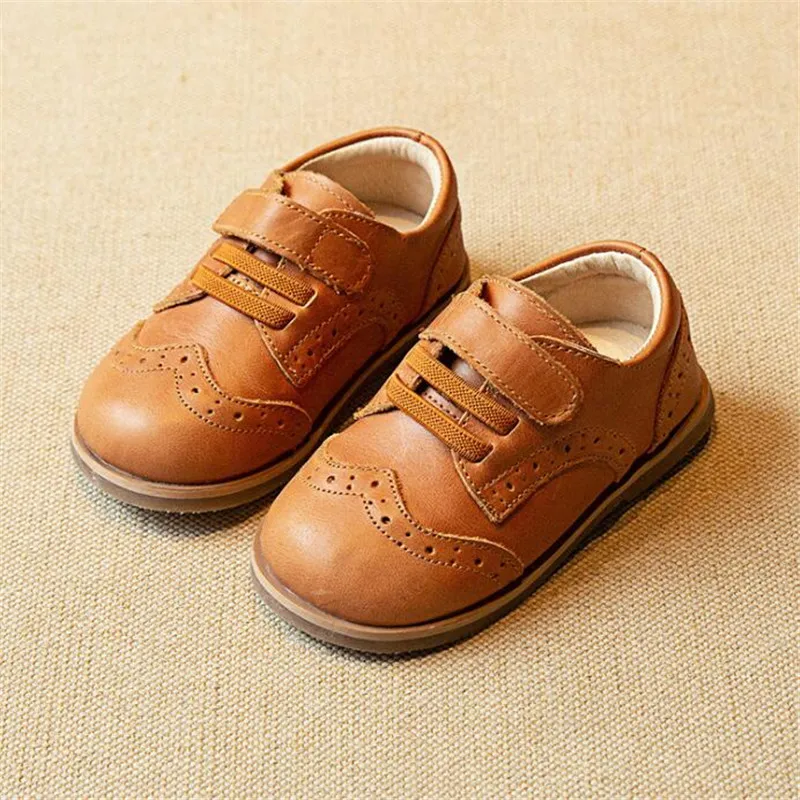 Weoneit New Children Toddler Baby Shoes Little Boys Spring Autumn 3 Colors Leather Shoes for Boys Kids Retro Dress Shoes - Цвет: brown