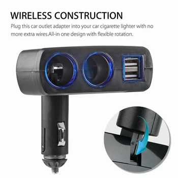 

For iPad Cellphone MP3 Player 12V Multi-port Car Cigarette Lighter Socket Adapter Double Plug Splitter Dual USB Power Charger