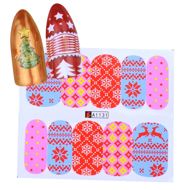 1 шт. Рождественская наклейка на ногти водная наклейка Рождественский Санта Клаус Олень переводная наклейка для ногтей маникюр инструмент украшения - Color: YZW-2131