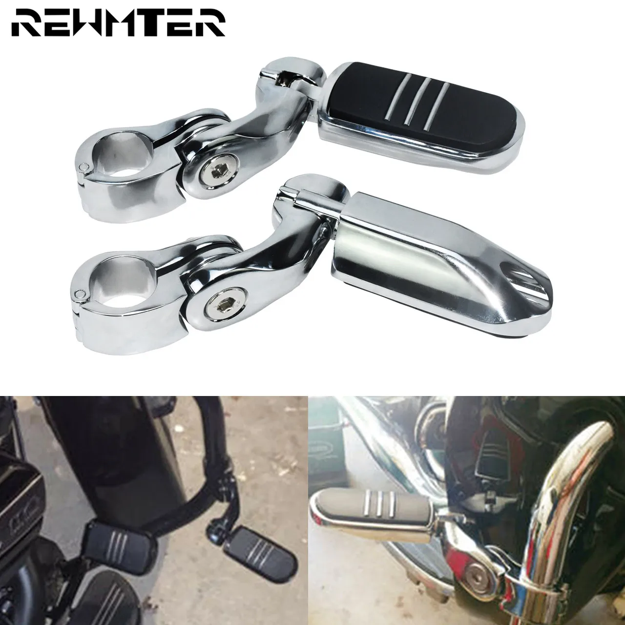 Chrome Highway Engine Guard Footpegs, Foot Peg, Mount para Harley, Touring, Dyna, Sportster