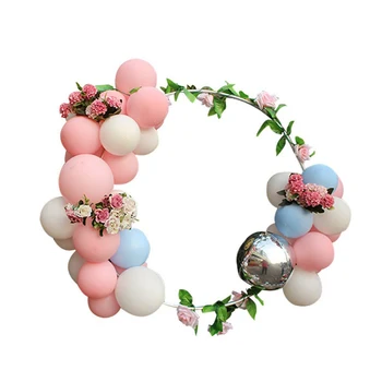 

Pastel Balloons Love Ballon Hoop Ring Kit Chain Wreath with Leaves Balloon Garland kit Baby Shower Wedding Birthday Party Decor