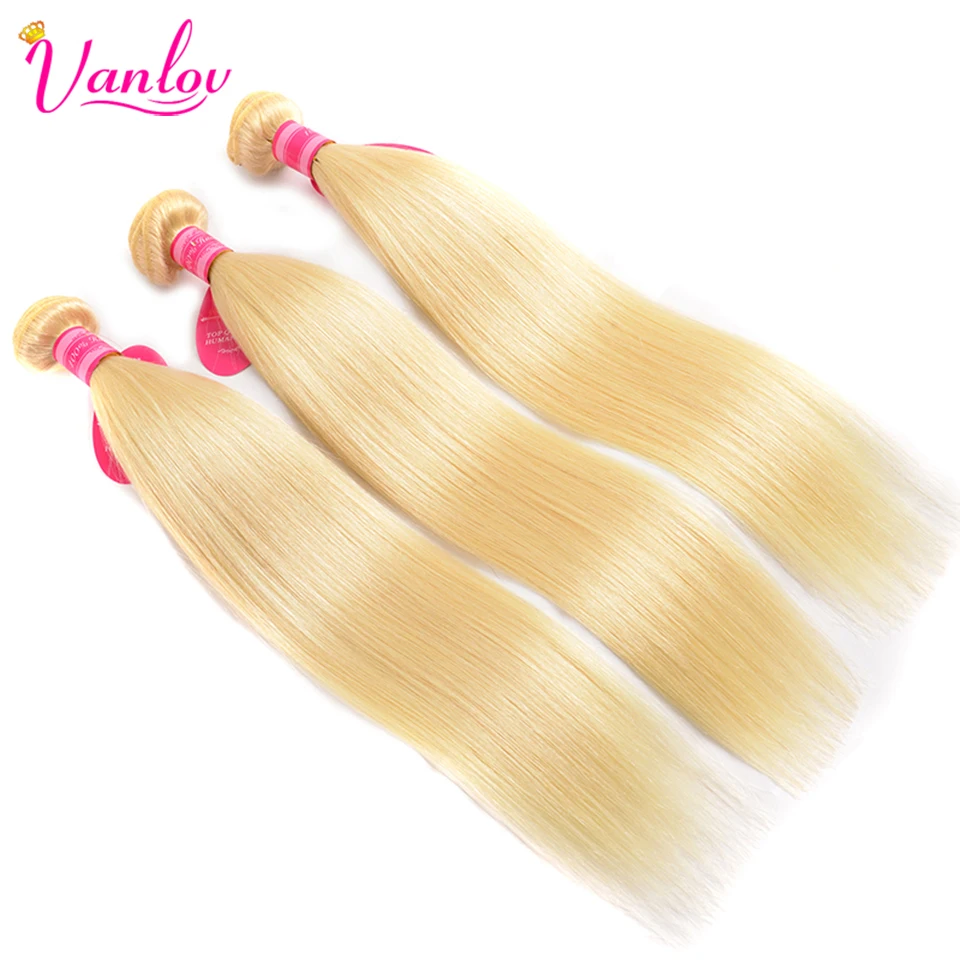 Vanlov высокое соотношение бразильские прямые волосы 613 мед блонд пряди 8-26 дюймов 4 пряди Remy волосы ткачество человеческие волосы пряди