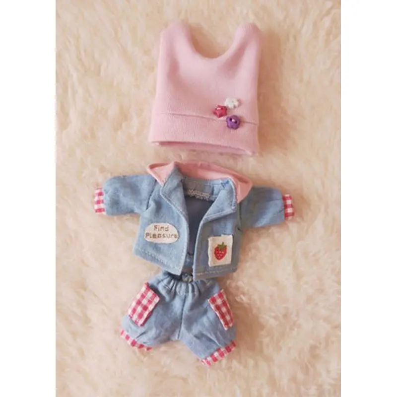 Ob11 baby clothes 1/12 bjd GSC DDF PICCODO plain denim suit doll clothes hat+coat+ pant Accessories gift