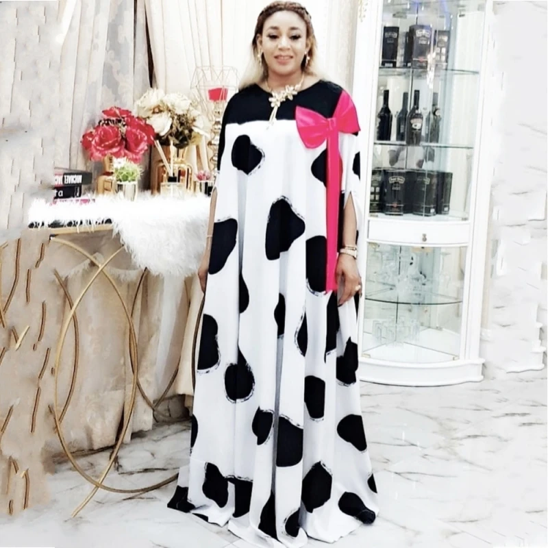 

African Dresses For Women 2020 Dashiki Plus Size Bow Bat Sleeve Summer Dress Ladies Traditional African Clothing Fairy Dreams