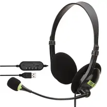 USB Wired Stereo s with Microphone Head Mounted Gaming Office Home Mute Headset
