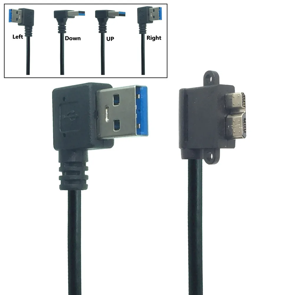 USB 3 0 Type A 90 градусов вверх вниз влево и вправо угловой к Micro B Мужской кабель для