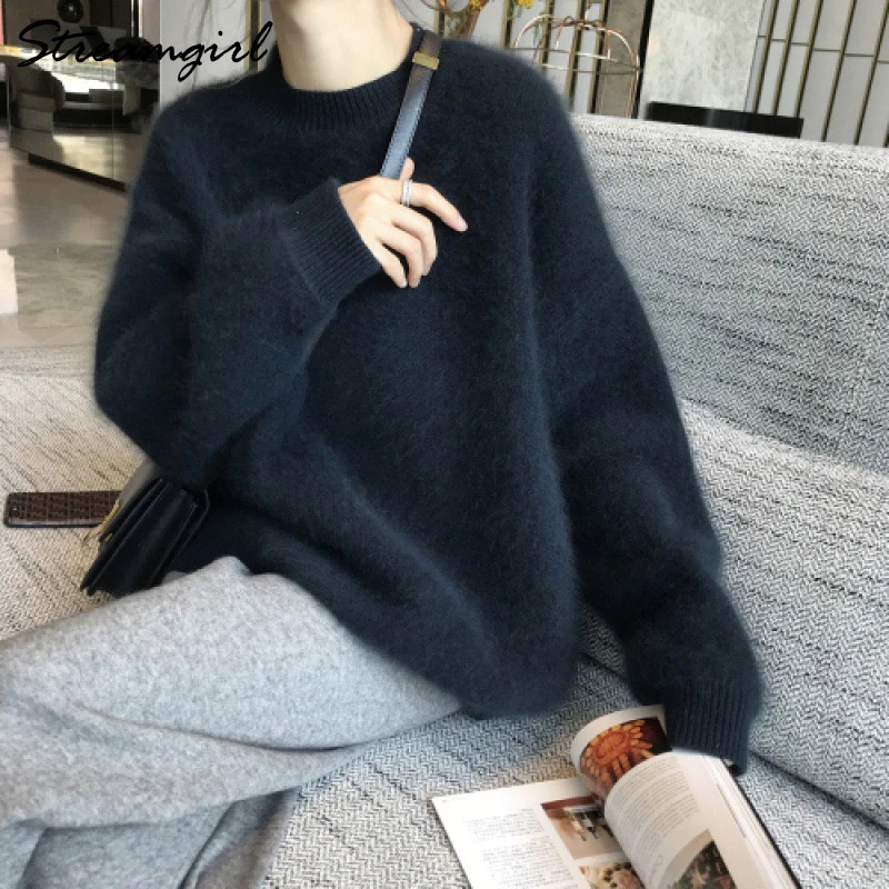 Maglione in pile di visone maglioni larghi Oversize per donna maglioni  lavorati a maglia moda donna maglione spesso morbido donna  inverno|Pullover| - AliExpress
