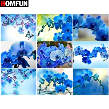 

HOMFUN 5D Diy Diamond Painting Cross Stitch "Orchid candle stone flower" Home Decor Full Rhinestones Inlay Diamond Embroidery