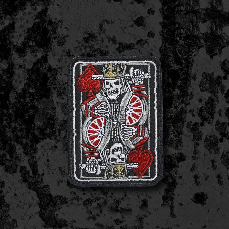 

Personality Skull Poker Card Red Peach K Embroidery Patch Magic Morale Chapter Velcro Iron On DIY Patches For Clothing Backpack