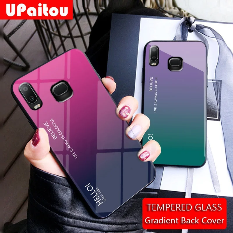 Чехол UPaitou из закаленного стекла для Samsung Galaxy A6 Plus A9S A6S мягкий ТПУ Край роскошный