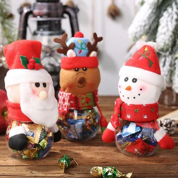 

Christmas Candy Storage Can Snowman Elk Bear Xmas Decor Candy Box Jar Gifts Sweet Xmas Gift Suger Case 3